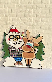 Rustic Santa Door Hanger With Rudolph