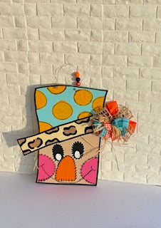 Bright and Colorful Scarecrow Door Hanger