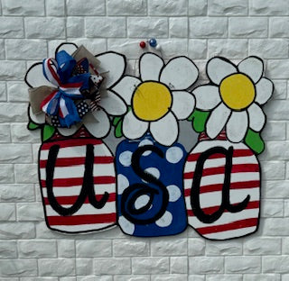 USA Mason Jar Door Hanger